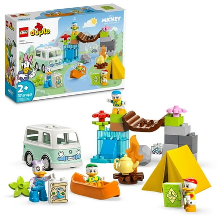 LEGO DUPLO Disney Mickey and Friends Camping Adventure 10997 Toddler Building Toy Set, Features 4 LEGO DUPLO Toy Figures: Daisy Duck, Huey, Dewey and Louie to Inspire Creative Role Play