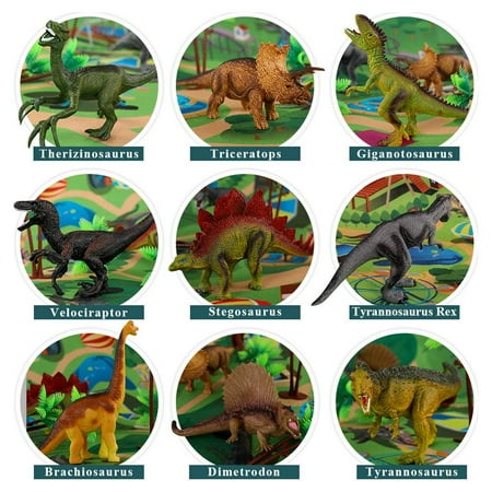 Wisairt Dinosaur Toys for kids,53 PCS Dinosaur Play Set with Activity Play Mat,Dinosaur Figures,Trees, Rocks,Container to Create a Dino World Great Gift for Boys Girls Toddles Ages 3 4 5 6 7 8