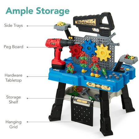 Best Choice Products Pretend Play Kid's Workbench, Child's Construction Toy Set w/ 150 Accessories, Electric Drill