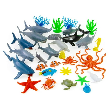 Adventure Force 40-Piece Jumbo Bucket Play Set, Ocean Animals