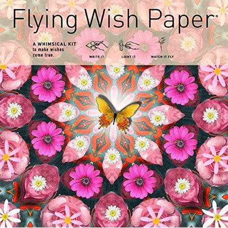 Flying Wish Paper Pink Butterfly - Write It, Light It, Watch It Fly - 7" x 7"- Large Kit