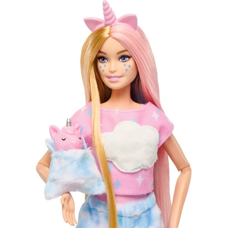 Barbie Cutie Reveal Slumber Party Gift Set with 2 Dolls & 2 Pets, 35+ Surprises, Cozy Cute Tees