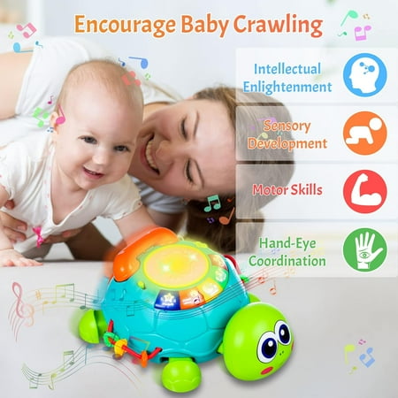 Kid Odyssey Musical Turtle Crawling Baby Toys for 6-18 Months, Early Learning Educational Toy with Light & Sound, Birthday Toy for Infant Toddler Boy Girl