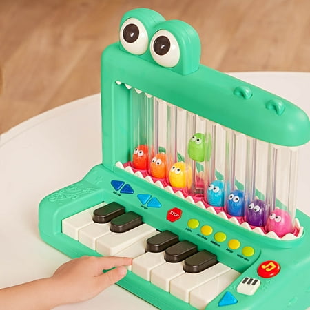 Battat Croco Pop Piano Toy Keyboard with Songs Sounds Lights, Baby and Toddler Toys