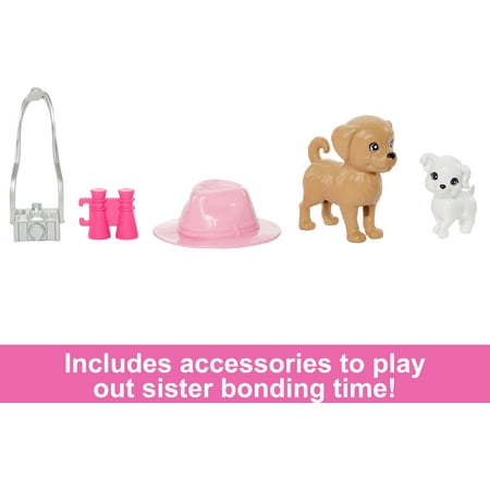 Barbie & Stacie Sister Doll Set with 2 Pet Dogs & Accessories