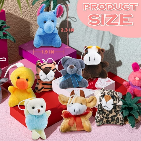 SYNCFUN 24 Pcs Party Favors for Kids 3" Mini Stuffed Animals Bulk Cute Small Plush Toys, Pinata Fillers, Animals Keychain Decoration for Boys Girls, Teacher Student Gifts Prizes, Birthday Supplies