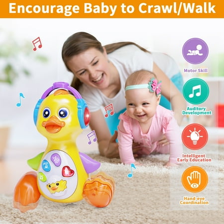 Wanonoo Crawling Duck Baby Toy, Dancing Tummy Time Infant Toys 0-3-6 6-12 12-18 Months with Music & Light, Educational Learning Toys for Toddlers, Birthday Gifts 1 Year Old Boy Girl