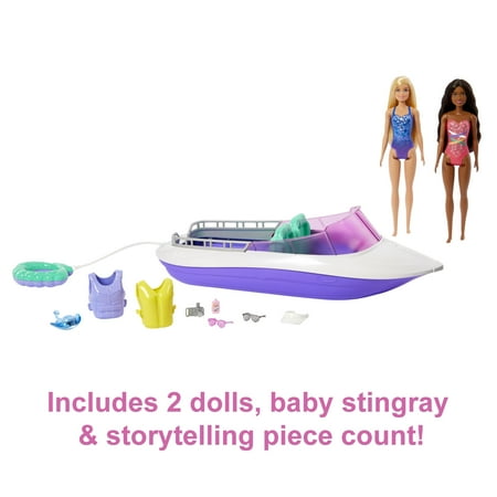 Barbie Mermaid Power Dolls & Boat Playset, Toy For 3 Year Olds & Up