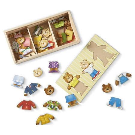 Melissa & Doug Mix 'n Match Wooden Bear Family Dress-Up Puzzle With Storage Case (45 pcs)