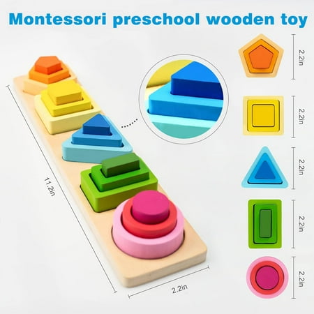 Montessori Toys for 1 Year Old Boys Girls, Shape Sorting and Stacking Toy for Toddlers 1-3, Learning Educational Toys for 1 2 3 Year Old Boys Girls