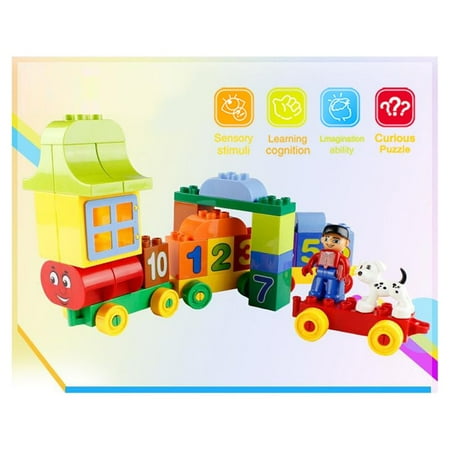 Train Building Blocks Mundo Toys 50 Pieces, Toddler Educational Learning Gift for Boys Girls +3