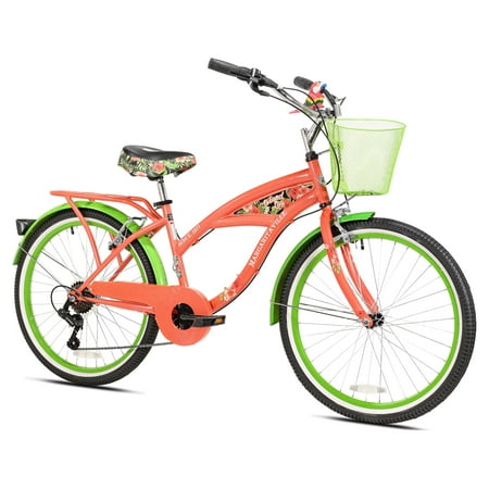 Margaritaville 24" Island Life Multi Speed Girl's Bike, Coral/Green