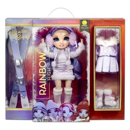 Rainbow High Winter Break Violet Willow - Fashion Doll Playset with 2 Complete Doll Outfits, Pair of Skis and Winter Accessories - Great Toy Gift for Girls Ages 6-12 Years Old