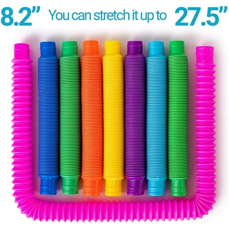 NUTTY TOYS 8 pk Pop Tube Sensory Toys - Fine Motor Skills & Learning for Toddlers, Unique Classroom Fidget for Kids - Best Boys Girls Tweens & Teens ADHD Gadget & Top Birthday Gift Present Idea 2021