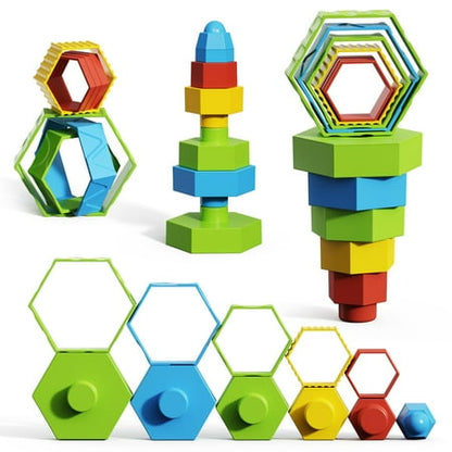 UUGEE Stacking Learning Toys for 1 2 3 4 Year Old Boys Girls, Toddler Montessori Educational STEM Building Blocks Toys Age 12 18 24 Months Kids