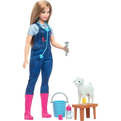 Barbie 65th Anniversary Careers Farm Vet Doll & 10 Accessories for Ages 3 Years and up, 11.34 in