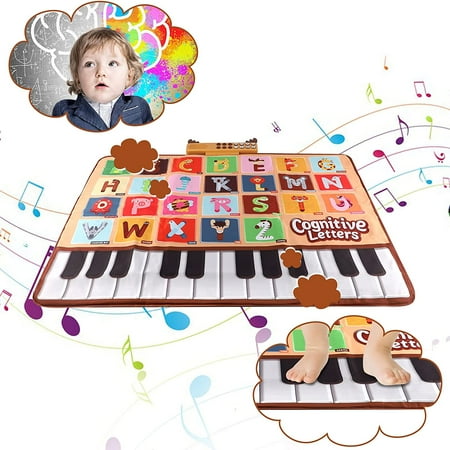 Allaugh Baby Piano Mat with 26 Letters,6 Instruments Sounds Animal Touch Keyboard Dance Mat, Floor Piano Mat Learning Toys for Boy Toddler - 1 PC