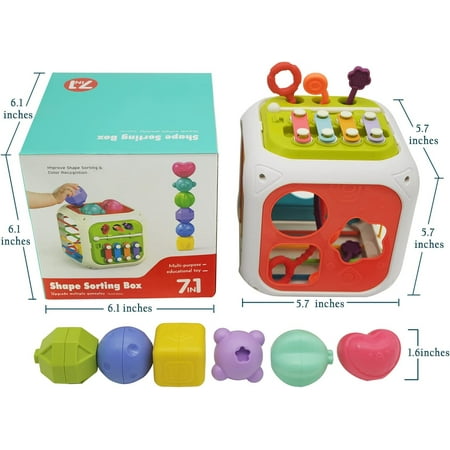 Zmoon Toddler Toys Gifts for 1 2 3 4 Years Old Girls Boys,Montessori Activity Cube Toy Set,Shape Sorting and Stacking Toy for Toddlers 1-3, Learning Educational Toys