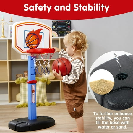 SYNCFUN Toddler Basketball Hoop, Indoor Basketball Game Set for Kids 1-3, Adjustable Kids Basketball Goal With 4 Balls for Indoor Outdoor Play