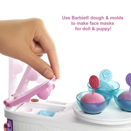 Barbie Face Mask Spa Day Playset, Blonde Doll & 10+ Accessories Including Puppy, Mask Mold & Dough