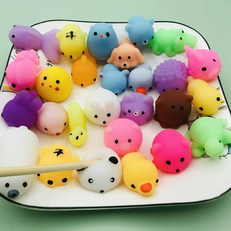 24 Pcs Mochi Squishy Toys, Squishy Toy Party Favors for Kids,Goodie Bag Stuffer, Pinata Filler ,Classroom Prizes Style Random