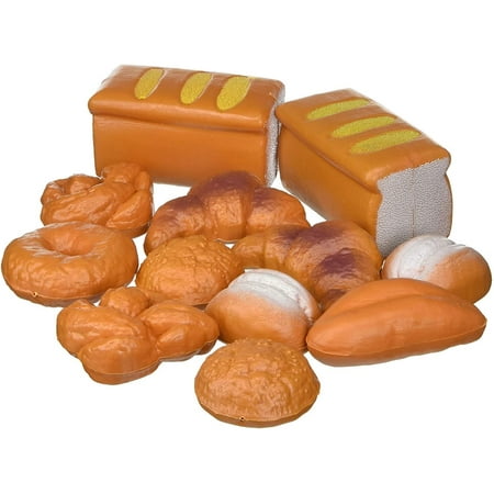 12 Piece Bread Set Pretend Play Toy Food Playset for Kids , Life Sized Food Playset