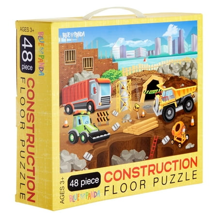 48 Piece Giant Construction Jigsaw Puzzle for Kids Ages 3-5 and 4-8, Jumbo Floor Puzzle for Toddler Preschool Learning (2 x 3 Feet)