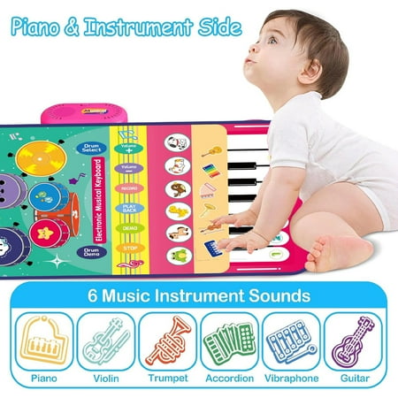 Toys for 1 Year Old, Musical Mat Toy for Toddlers 1-3, Piano Mat with Keyboard & Drum Musical Learning Toys for 1 2 3 Year Old