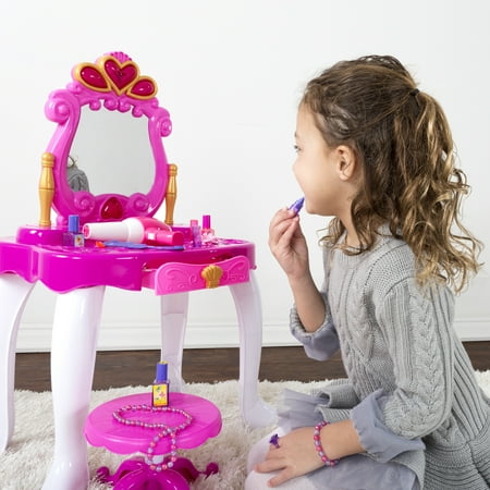 Pretend Play Princess Vanity with Stool, Accessories, Lights, Sounds by Hey! Play!