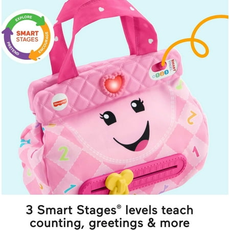 Fisher-Price Smart Purse Learning Toy with Lights & Music, Pretend Play for Baby to Toddler Toy, Pink