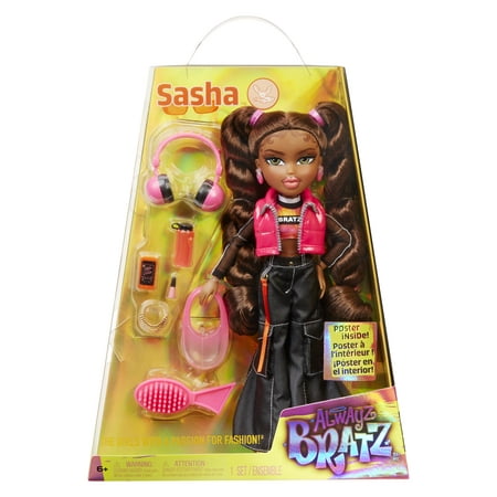 Alwayz Bratz Sasha Fashion Doll with 10 Accessories and Poster, Multicolor