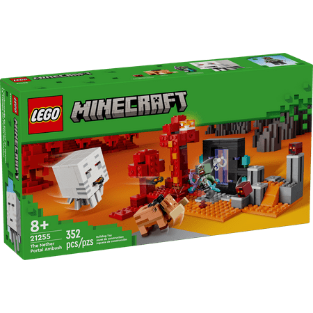 LEGO Minecraft The Nether Portal Ambush Adventure Set, Building Toy for Kids with Minecraft Action Figures and Battle Scenes, Minecraft Toy for Boys, Girls and Gamers Ages 8 and Up, 21255