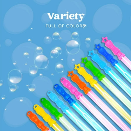 Syncfun 24pcs 14’’ Bubble Wands Assortment, 6 Colors Biggest Bubble Wands for Party Favors Kids Summer Toys, Outdoor Play Games, Birthday Party Favors