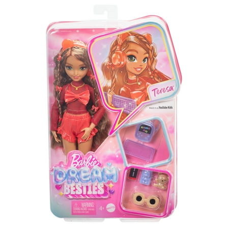 Barbie Dream Besties Teresa Fashion Doll with Video Game Themed Accessories, 10 Piece Count