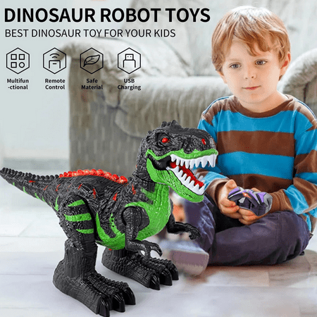 UUGEE Remote Control Dinosaur Toys for Boys Girls, 2.4G RC Dinosaur Robot T-rex with Light Sound, Kids Boy Toys ages 3 4 5 6 7 8+ Year Old Black