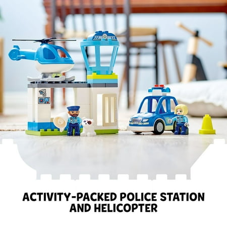 LEGO DUPLO Rescue Police Station 10959 Push & Go Car Toy with Lights and Siren plus Helicopter, Early Learning Toys for Toddlers, Boys & Girls 2 Plus Years Old