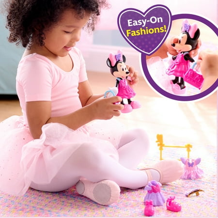 Disney Junior Minnie Mouse Fabulous Fashion Ballerina Doll, 13-piece Doll and Accessories Set, Kids Toys for Ages 3 up