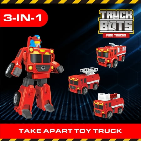 USA Toyz Red Bots Firetruck Vehicle Playset Trucks Toys for Kids Ages 3+ (19 Pieces)