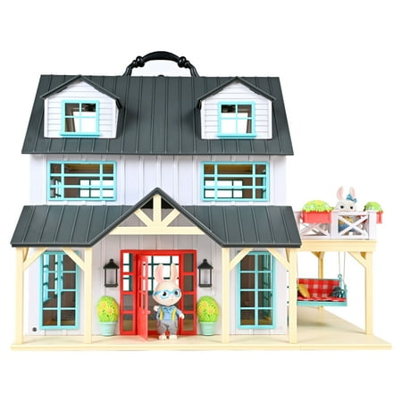 Honey Bee Acres 15 inch Tall Buzzby Farmhouse, 51 Piece Doll Playset, Ages 3+