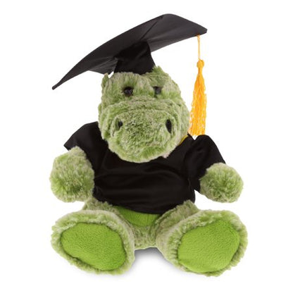 DolliBu Sitting Alligator Graduation Plush Toy - Soft Graduation Stuffed Animal Dress Up with Gown & Cap with Tassel Outfit - Cute Congratulatory Graduation Gift - 8 Inches