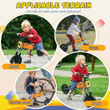 24V Electric Balance Bicycles for Kids 6-10, 200W Dirt Bicycles with Mobile App, Gps, Removable Battery 12" Tire, Ride on Toy Dirt Bike for Kids 6-10 Years Old Boys & Girls, Orange