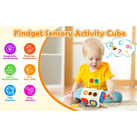 Vanmor Busy Cube Baby Toys for 18-24 Months 【Upgraded】10 in 1 Montessori Toys for Toddler Travel Sensory Toys Pop Fidget Toys Baby Toy for 1 2 3 Baby Boy Girl Birthday Gift