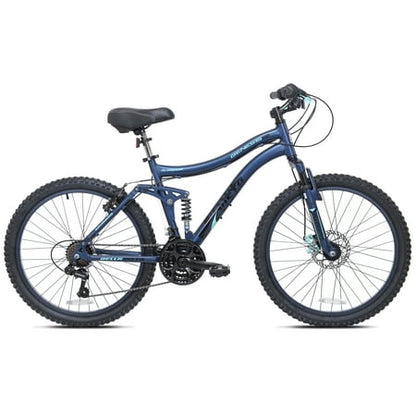 Genesis Bella Vista Full Suspension Tween/Teen Mountain Bike, 24" Wheels, Blue