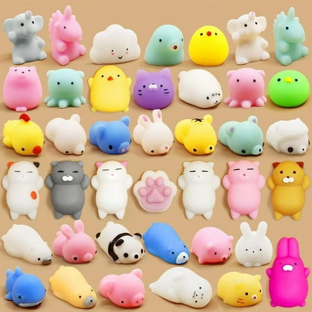 Mochi Squishy Toys, Mini Squishy Party Favors for kids Animal Squishies Stress Relief Toys Cat Panda Unicorn Squishy Squeeze Toys Kawaii Squishies Birthday Gifts for Boys & Girls Random（5 Pcs）