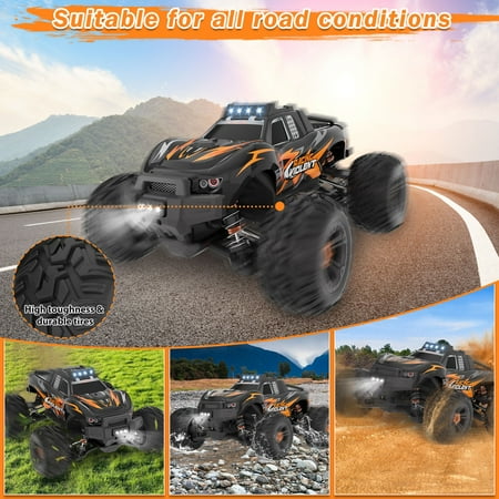 Yexmas Fast RC Cars for Adults 40+KM/H All Terrain High-Speed Remote Control Car,4WD 1:14 Scale RC Truck with 70 Min Runtime, 2 Batteries Gifts Toys for Kids Orange