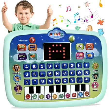 YIYOUZQT Baby Tablet Toy for 1 2 3 Years Old Boys Girls, Educational Learning Toys with Light and Music, Interactive Toy for Numbers, Animals Maths, Christmas Birthday Gift for Infants Toddlers Kids