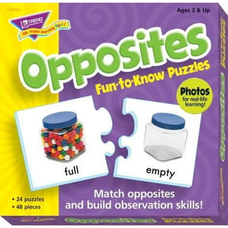 Trend Enterprises Opposites 2-Piece Puzzles, Assorted Themes, Set of 24