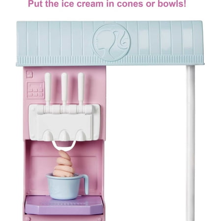 Barbie Ice Cream Shop Playset with Blonde Doll, Ice Cream Machine, Molds, Dough & Accessories