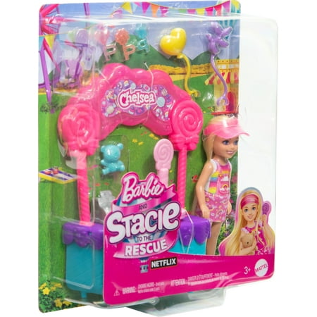 Barbie Chelsea Doll & Lollipop Stand, 10-Piece Toy Playset with Accessories