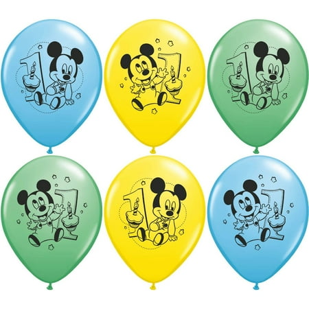 Pioneer - 12 Disney Mickey 1st Birthday Latex Balloons (6ct)